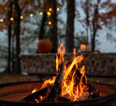 mit Familie am Feuer